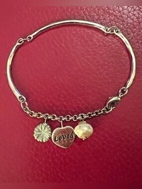 ✨ “Loved” Heart Charm Bangle Bracelet Pearl & Charms Parent-Kid BFF GF/BF